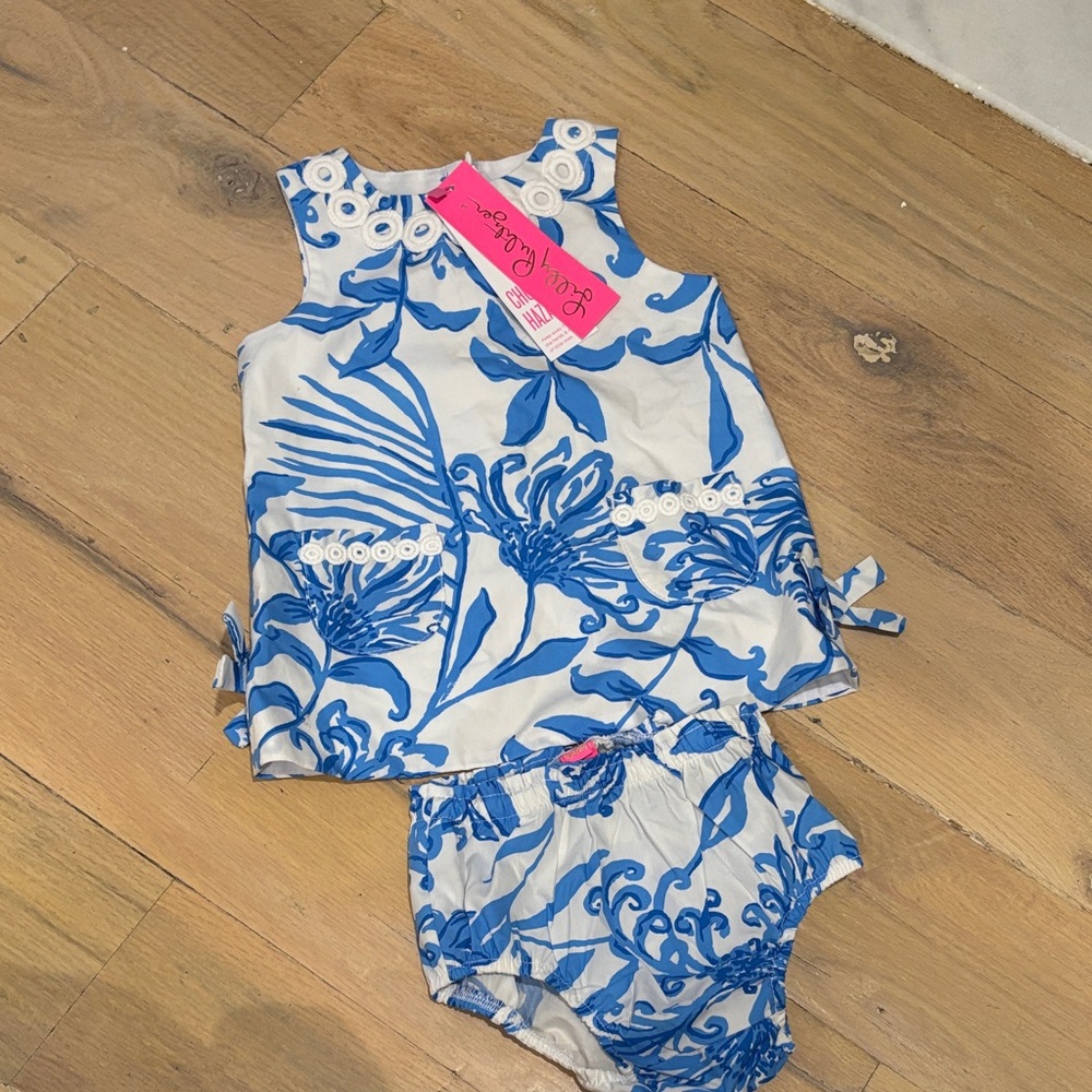 Lilly Pulitzer Blue and White Floral Baby Set